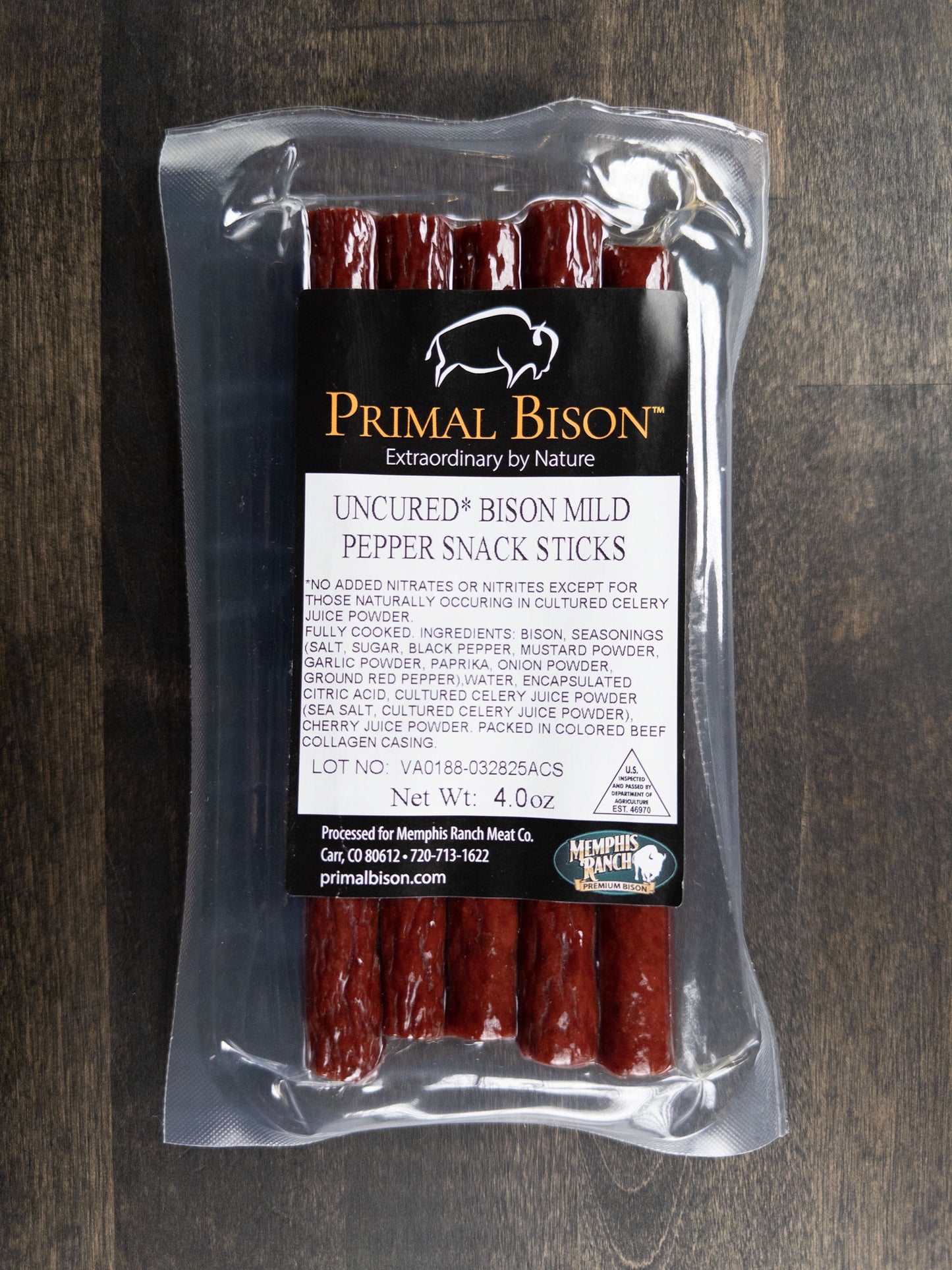 Bison Snack Stick - Mild Pepper - Uncured