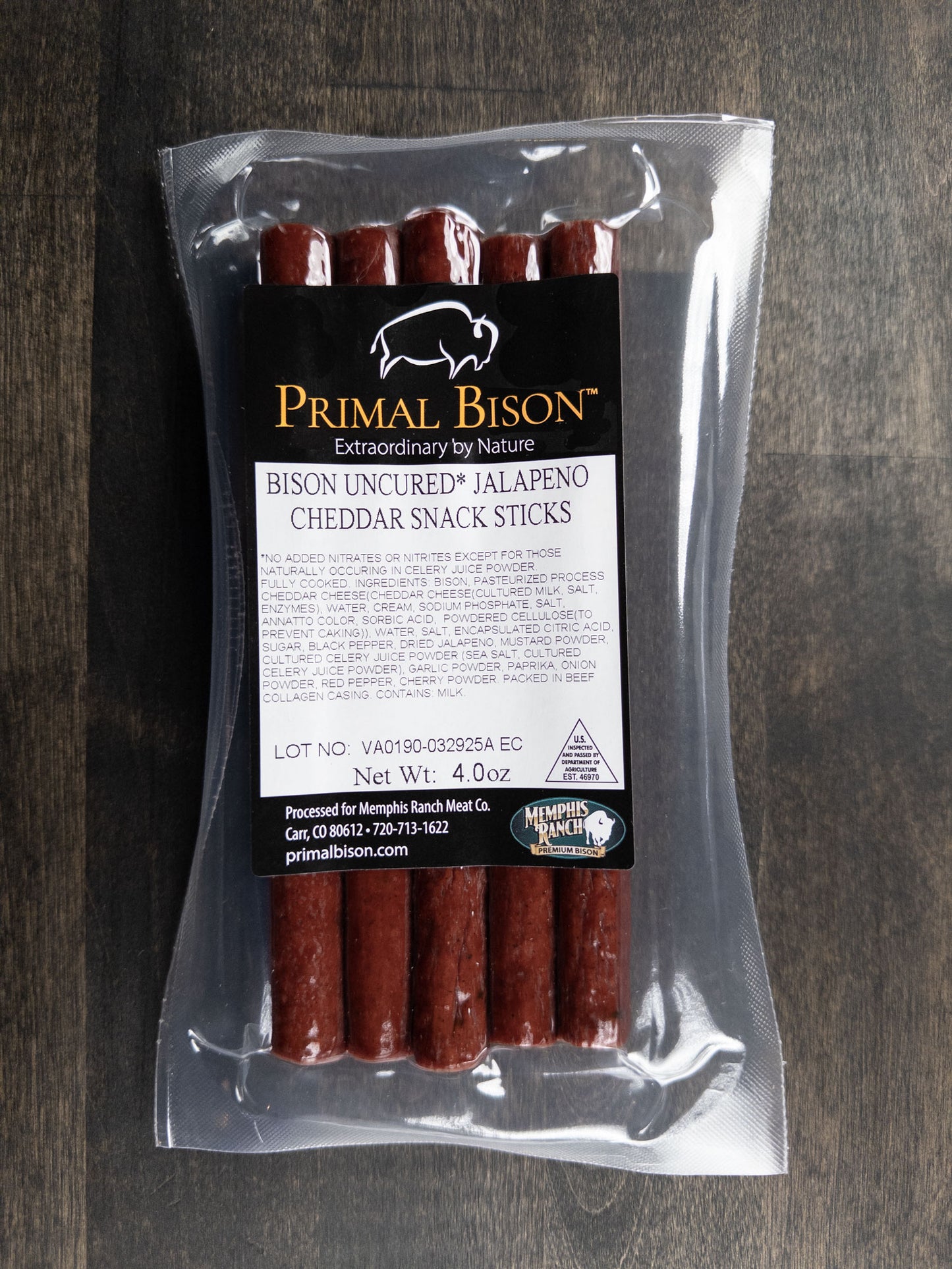 Bison Snack Stick - Jalapeno Cheddar - Uncured