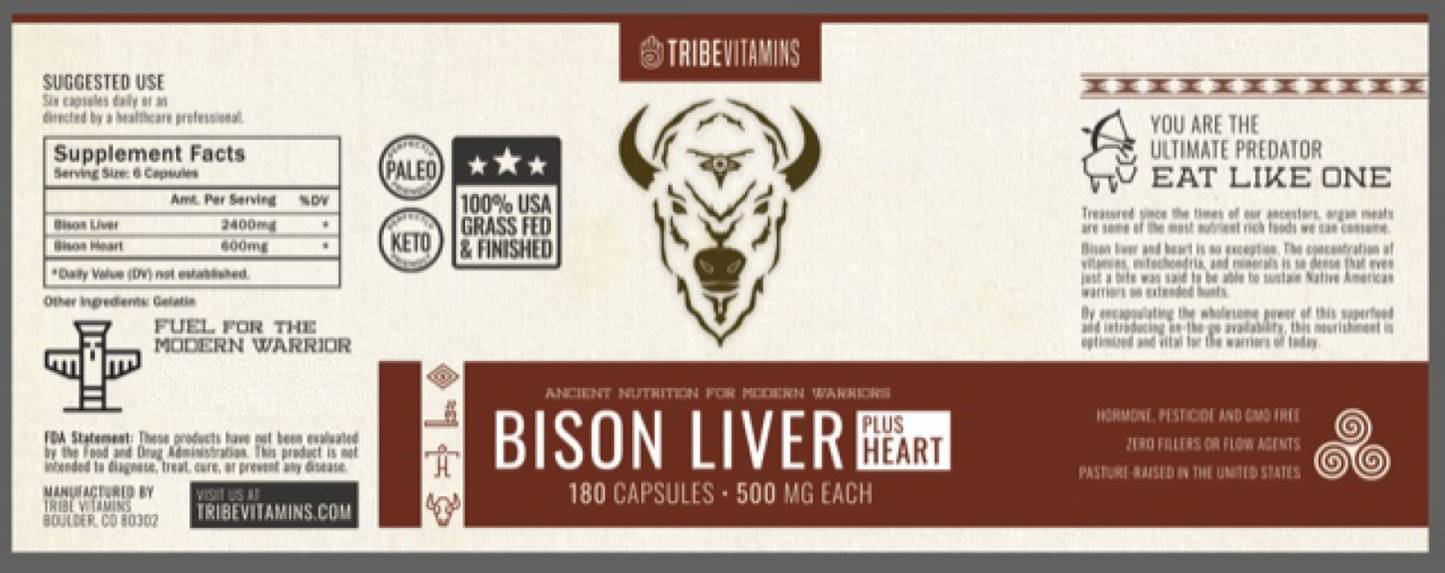 100% Grass-Fed Bison Liver (with Heart Added)