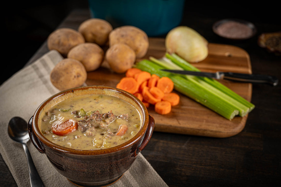 Thick & Hearty Bison Cheddar Chowder
